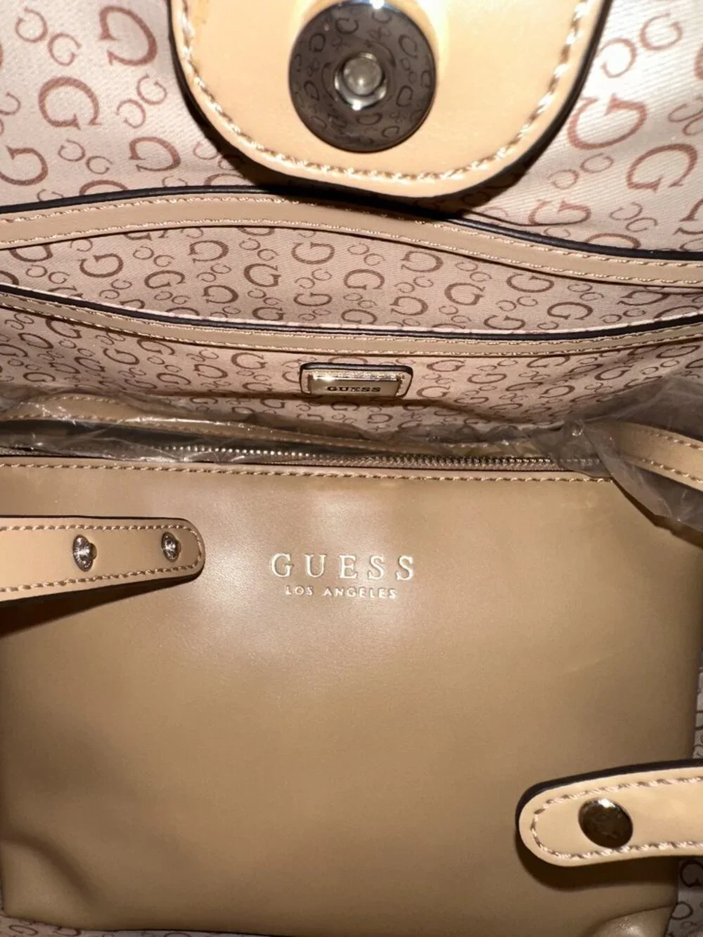 Guess Totte Bag Brown Portini With Included Pouch Mocha